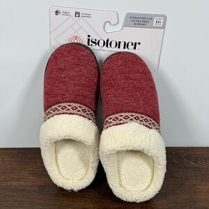Isotoner Women's Slip on faux fur hard sole house slippers size Large 8.5-9